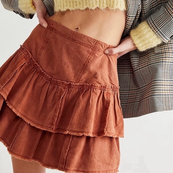 Free People Dresses & Skirts - NWT Free People Ruffles In The Sand Rust Orange Mini Skirt - 12